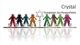  Presentation with colorful hands - Cool new PPT theme with jewish star - colorful menorah of kids holding backdrop and a white colored foreground