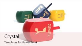  Presentation with bright colorful candy isolated - Audience pleasing PPT theme consisting of jewish symbol - four colorful dreidel toys isolated backdrop and a lemonade colored foreground