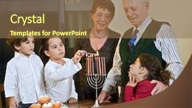  Presentation with lightening - Slides with jewish symbol - grandparents and grandchildren lightening menorah background and a tawny brown colored foreground