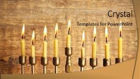  Presentation with hanukkah - Audience pleasing PPT layouts consisting of jewish symbol - menorah with candles for hanukkah backdrop and a coral colored foreground