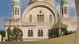  Presentation with jewish synagogue - Theme with jewish synagogue background and a coral colored foreground