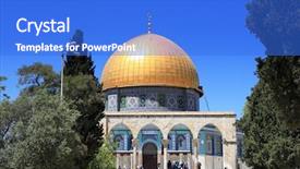  Presentation with jerusalem - Cool new PPT theme with jewish temple - dome of the rock jerusalem backdrop and a cobalt blue colored foreground