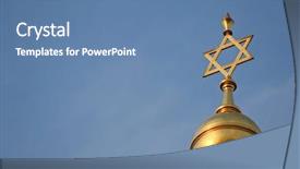  Presentation with david star - PPT theme enhanced with jewish temple - golden star of david background and a teal colored foreground
