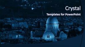  Presentation with jewish synagogue - PPT theme having jewish temple - great synagogue of florence background and a navy blue colored foreground