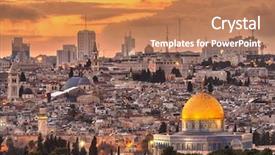  Presentation with jerusalem - PPT theme with jewish temple - jerusalem israel old city skyline background and a coral colored foreground