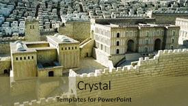  Presentation with jerusalem - Cool new presentation design with jewish temple - model of jerusalem city detail backdrop and a coral colored foreground