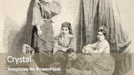  Presentation with photo journal - PPT theme consisting of jewish woman - antique illustration of a jewess background and a coral colored foreground