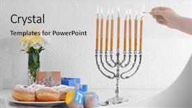  Presentation with hanukkah - Audience pleasing theme consisting of jewish woman - beautiful composition for hanukkah backdrop and a light gray colored foreground