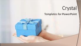  Presentation with hanukkah - Cool new presentation theme with jewish woman - female hands with present backdrop and a sky blue colored foreground