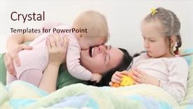  Presentation with kids playing - Colorful slide deck enhanced with jewish woman - happy family young mother playing backdrop and a lemonade colored foreground