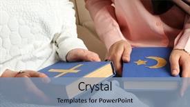  Presentation with two people holding hands - Colorful presentation enhanced with jewish woman - two friends holding books backdrop and a light blue colored foreground