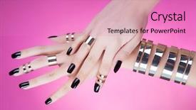  Presentation with black hands - PPT layouts with jewllery - hands close up of young background and a coral colored foreground