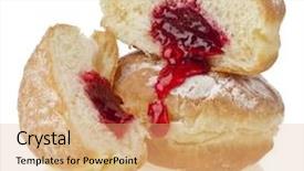  Presentation with jam - PPT theme with jews - donut with jam on white background and a coral colored foreground