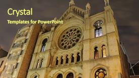  Presentation with new york night - Slides featuring jews - eldridge street synagogue at night background and a tawny brown colored foreground