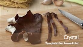  Presentation with cutting board - Audience pleasing theme consisting of jews-ear-mushroom-cut backdrop and a tawny brown colored foreground
