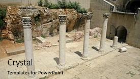  Presentation with jerusalem - Theme consisting of jews romans - columns in cardo jerusalem israel background and a soft green colored foreground