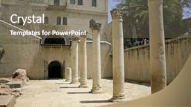  Presentation with jerusalem - Beautiful PPT theme featuring jews romans - columns in cardo jerusalem israel backdrop and a gray colored foreground