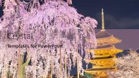  Presentation with springtime - Amazing presentation theme having ji-pagoda-in-the-springtime backdrop and a coral colored foreground