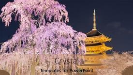  Presentation with springtime - PPT theme consisting of ji-pagoda-in-the-springtime background and a coral colored foreground
