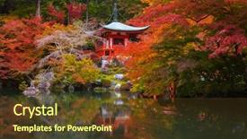  Presentation with maple - PPT layouts featuring ji temple with colorful maple background and a tawny brown colored foreground