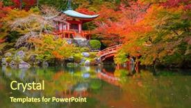  Presentation with maple - Presentation design having ji temple with colorful maple background and a tawny brown colored foreground