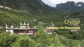  Presentation with china - Colorful PPT theme enhanced with jiaju-tibetan-village-sichuan-china backdrop and a tawny brown colored foreground