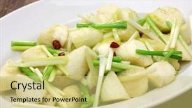  Presentation with stem - Audience pleasing presentation theme consisting of jiao bai enlarged wild rice backdrop and a yellow colored foreground