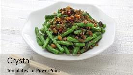  Presentation with dry ice co2 - Presentation design featuring jiao dry fried green beans background and a light gray colored foreground