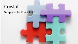  Presentation with puzzle pieces coming together - Colorful slide deck enhanced with jig saw puzzle connected together backdrop and a white colored foreground