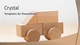  Presentation with wooden toy - Audience pleasing PPT layouts consisting of jigsaw cube - small wooden toy car backdrop and a  colored foreground