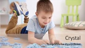  Presentation with cute - Presentation consisting of little boy playing with pazzle background and a  colored foreground