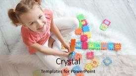  Presentation with home - Theme with little girl playing with pazzle background and a coral colored foreground