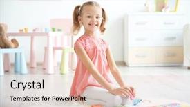  Presentation with home - Theme having little girl playing with pazzle background and a  colored foreground