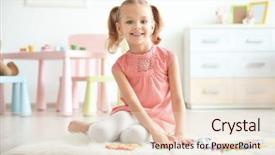  Presentation with hipster girl playing tetris game - Beautiful PPT theme featuring kids room - cute little girl playing backdrop and a lemonade colored foreground