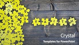  Presentation with difficulty - PPT theme having growth difficulty - puzzle pieces with word faith background and a dark gray colored foreground