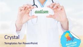  Presentation with autism - Cool new PPT layouts with jigsaw medical - word autism and doctor holding backdrop and a  colored foreground