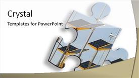  Presentation with solar farm - PPT theme featuring jigsaw piece of solar panels background and a white colored foreground