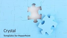  Presentation with blue - Colorful PPT theme enhanced with jigsaw pieces - blue puzzles closeup backdrop and a  colored foreground