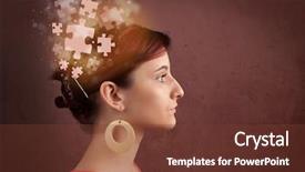  Presentation with thinking - Slides enhanced with jigsaw pieces - young person thinking with glowing background and a tawny brown colored foreground