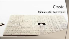  Presentation with last piece of puzzle - Slide set featuring jigsaw pieces world - business puzzle with one last background and a  colored foreground