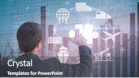  Presentation with fingers - Slide deck enhanced with jigsaw pieces world - businessman pointing with his fingers background and a dark gray colored foreground