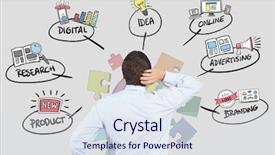  Presentation with composite - Presentation theme with jigsaw pieces world - digital composite of rear view background and a sky blue colored foreground