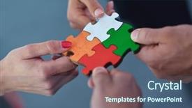 Presentation with puzzle team - Colorful presentation enhanced with jigsaw puzzle and represent team backdrop and a ocean colored foreground