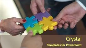  Presentation with team business top view - Slide set enhanced with jigsaw puzzle and represent team background and a tawny brown colored foreground