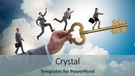  Presentation with success business - PPT layouts enhanced with puzzle bridge - business people chasing each other background and a light blue colored foreground