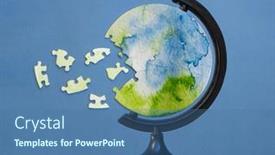  Presentation with jigsaw - Colorful PPT layouts enhanced with jigsaw-puzzle-in-oval-shape backdrop and a ocean colored foreground