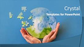  Presentation with jigsaw globe - Beautiful slides featuring jigsaw-puzzle-in-shape backdrop and a teal colored foreground