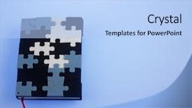  Presentation with note book - Presentation theme consisting of jigsaw puzzle note book on the blue background background and a light blue colored foreground