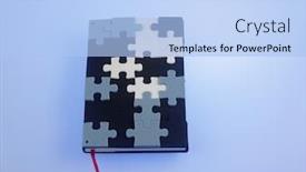  Presentation with note book - PPT theme consisting of jigsaw puzzle note book on the blue background background and a light blue colored foreground