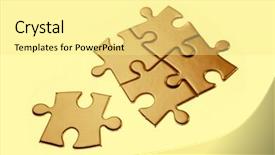  Presentation with falling jigsaw pieces - PPT theme having jigsaw puzzle pieces on brown background and a blonde colored foreground